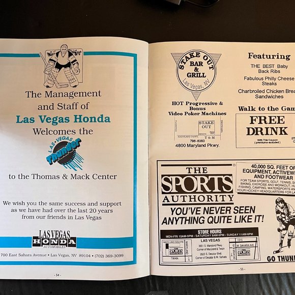 Vintage Las Vegas Thunder IHL Hockey Inaugural 1993 - 1994 Official Year Book - Picture 2 of 6